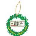 LV Blackjack $100 Bill Wreath Ornament w/ Clear Mirrored Back (12 Sq. Inch)